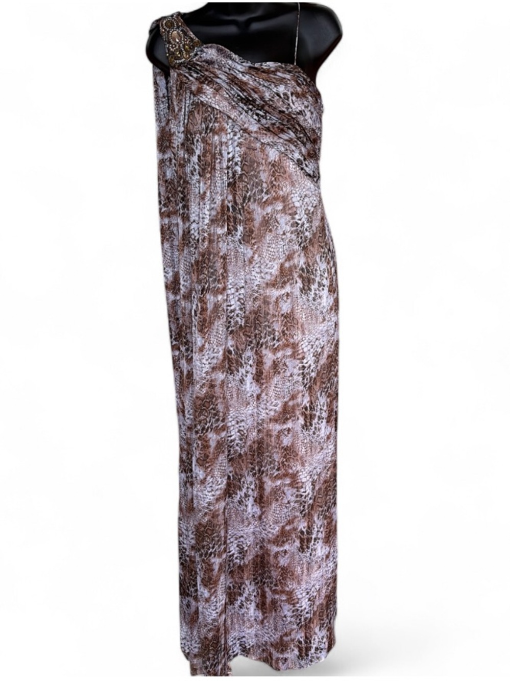 Women's Brown Patterned Maxi Dress